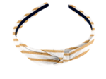bow headband rayé or blanc