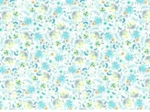 Coupon tissu 50 cm green and white flowers