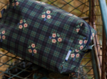 Rectangular toiletry bag tartan fleuri