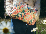 Cosmetic bag with flap cerise en fleur