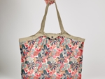 Pleated tote bag - Medium size cerise en fleur