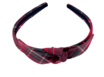 bow headband tartan rouge