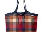Pleated tote bag - Medium size ruby lurex tartan