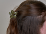 Small Flower Hair Clip lacquered khaki
