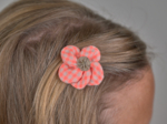Mini Flower petal hair slide neon orange gingham
