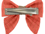 Mini bow tie clip coral lurex gauze