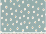 Jersey fabric ribbed mint daisy