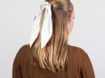 Short tail scrunchie white lurex gauze
