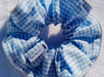 Large Piping Scrunchie sky blue gingham