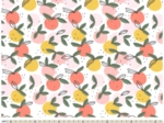 Coupon tissu 50 cm ex2519 white peach round of fruits