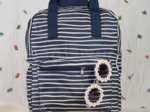 Gaby small backpack striped  ivory navy