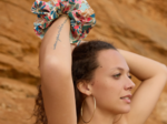 Double XL Scrunchie cerise en fleur