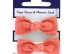 Small elastic bows gaze dentelle corail