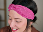 crossed headband plumetis rose fuchsia
