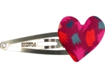 Heart hair-clips pompons cerise
