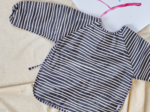 Bib sleeves striped  ivory navy