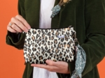 Pleated clutch bag leopard