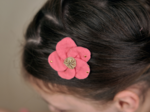Flower petal hair slide small  gaze pois or rose sorbet