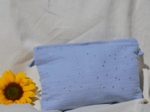 Coton clutch bag gaze pois or bleu baltique