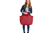 Tote bag with a zip red spots