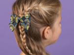 Bow tie hair slide plumes de paon