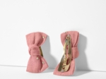 Small bows hair clips gaze pois or rose thé