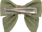 Mini bow tie clip almond green with golden dots gauze