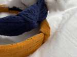 Large Crossed Headband gaze dentelle ocre