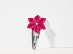 Star flower hairclip fuchsia pailleté