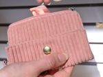 Zipper pouch card purse blush pink corduroy