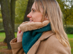 Adult Fur scarf snood gaze pois or vert canard