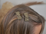 Small bows hair clips gaze pois or kaki