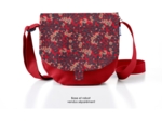 Flap of small shoulder bag vermilion foliage