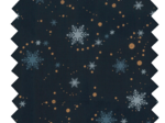 Cotton fabric flakes and copper dots navy