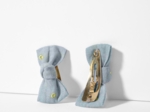 Small bows hair clips gaze pois or bleu baltique