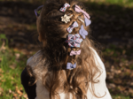 Star flower hairclip  glitter linen