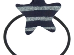 Pony-tail elastic hair star striped silver dark blue