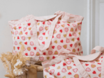 Pleated tote bag - Medium size petits coeurs