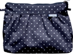 Pleated clutch bag navy blue spots
