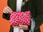 Pleated clutch bag ladybird gingham