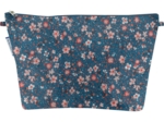 Cosmetic bag with flap fleuri nude ardoise