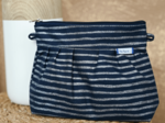 Pleated clutch bag striped silver dark blue