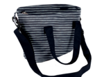 Cooler bag striped silver dark blue