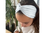 Jersey Crossed Headband Child striped blue gray glitter