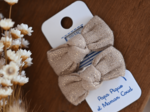 Small bows hair clips gaze pailletée camel