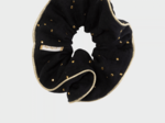 Large Piping Scrunchie gaze pois or noir