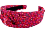 Large Crossed Headband pompons cerise