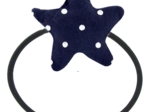 Pony-tail elastic hair star navy blue spots