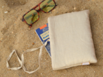 Pocket book pouch golden linen
