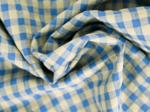 Cotton fabric ex2429 green blueggingham seersucker